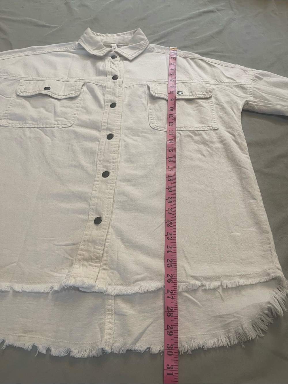 ELAN Dolly Smiley Face OVERSIZED Utility Shacket White 100% Cotton - Picture 13 of 16